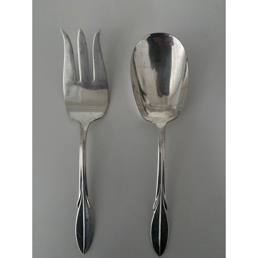 1961 El California Serving Spoon & Fork Set Wm William Rogers Mfg Co. 9" Art Dec